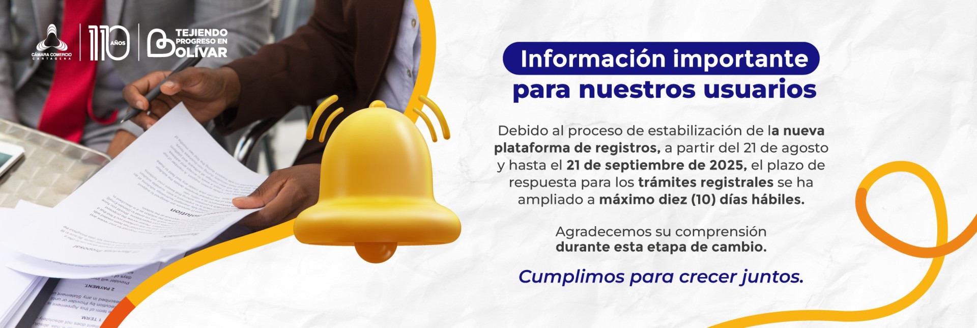 Ampliación plazo trámites registrales