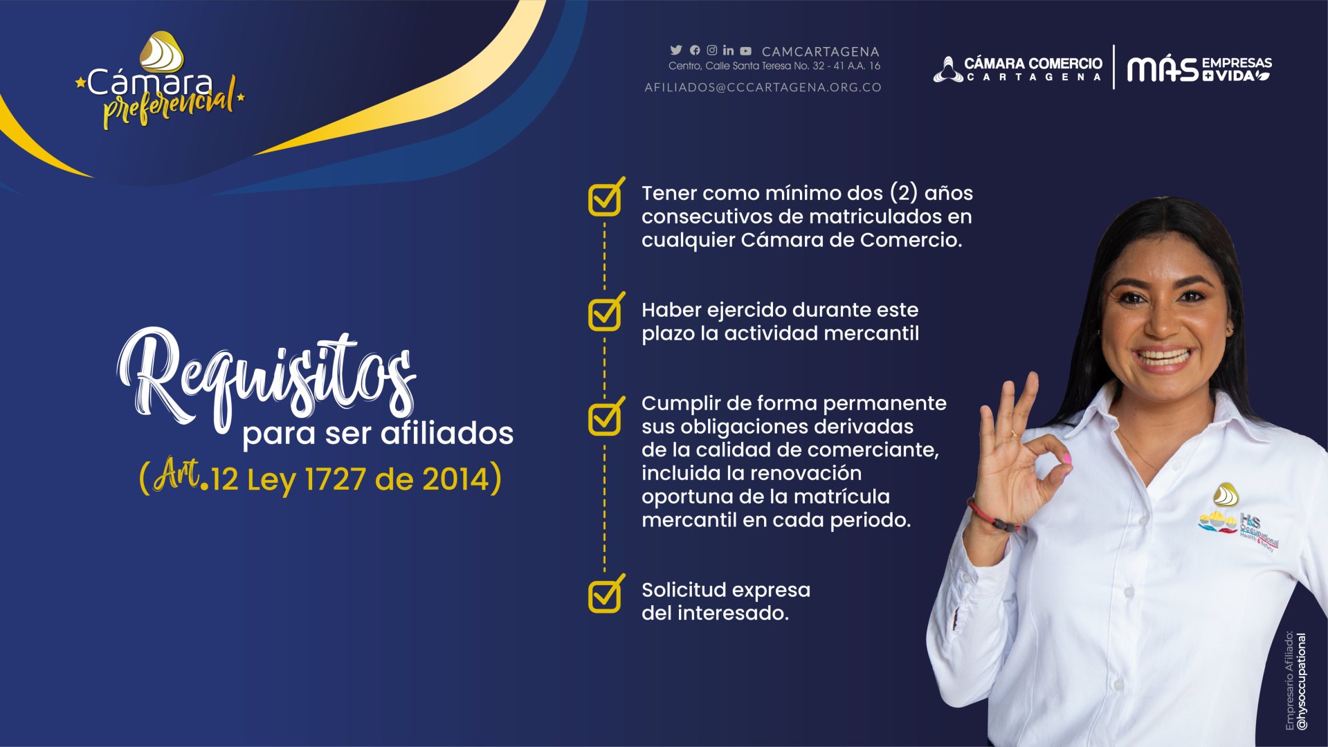 Lista de requisitos para ser Afiliados a Cámara de Comercio de Cartagena
