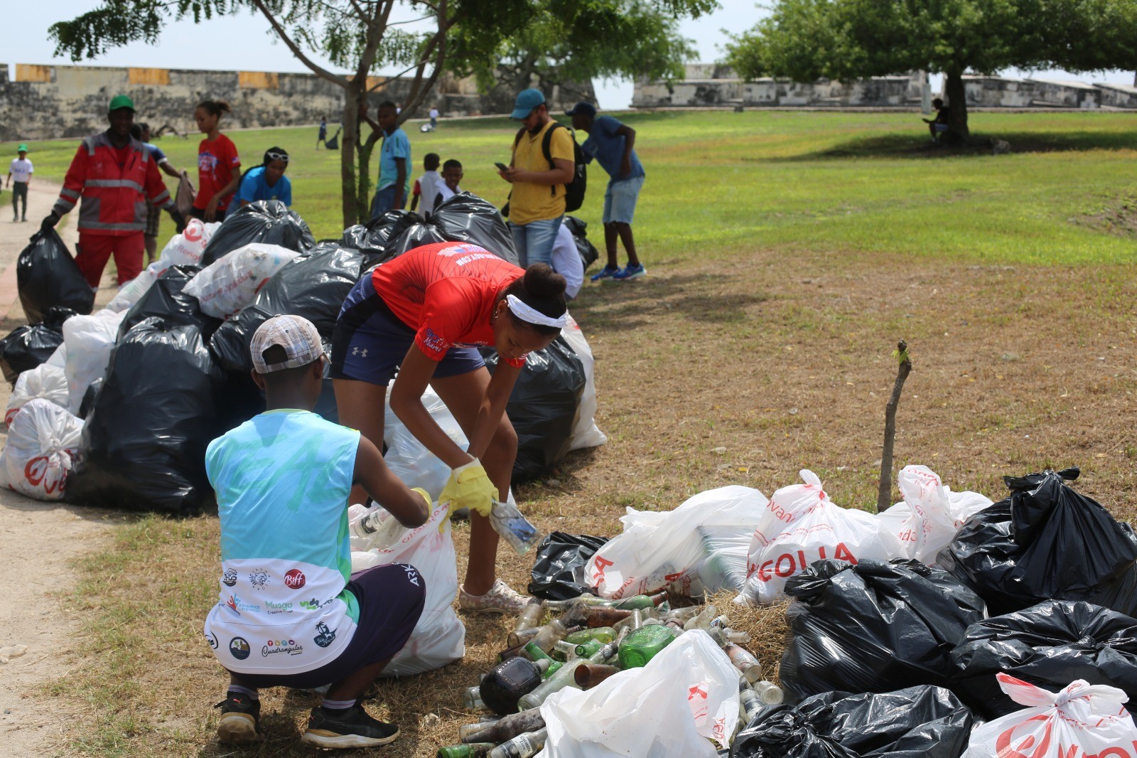 Voluntarios desarrollando jornada de limpieza de playas y manglares
