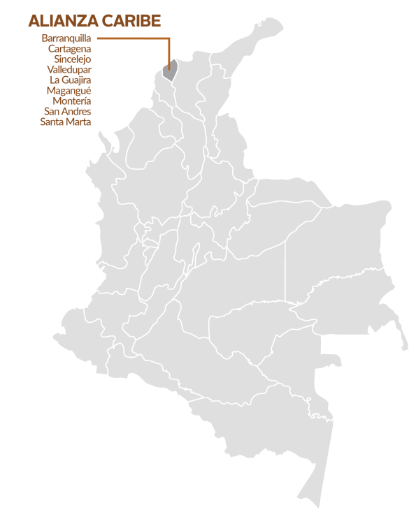  Mapa Colombia resaltando Alianza Caribe